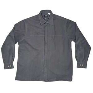 Dockers Men's Large Grey Thick Warm Long Sleeve Button Up Shirt Jacket